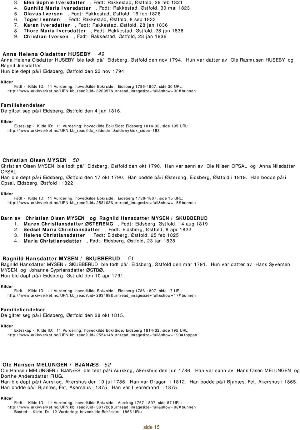 Østfold, 8 sep 1833 Karen Iversdatter, : Rakkestad, Østfold, 28 jan 1836 Thore Maria Iversdatter, : Rakkestad, Østfold, 28 jan 1836 Christian Iversen, : Rakkestad, Østfold, 28 jan 1836 Anna Helena