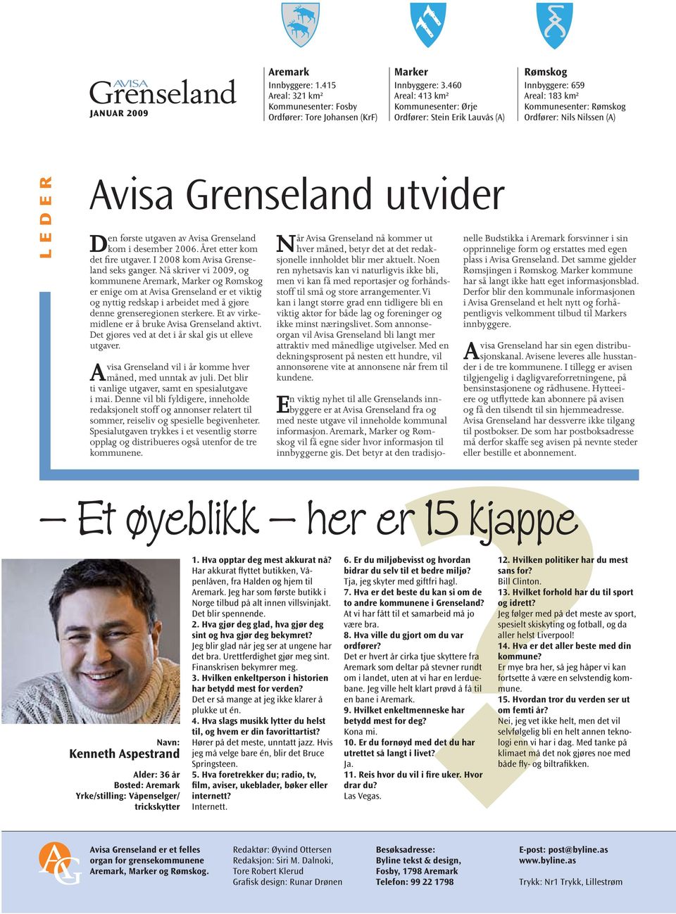 første utgaven av Avisa Grenseland kom i desember 2006. Året etter kom det fire utgaver. I 2008 kom Avisa Grenseland seks ganger.