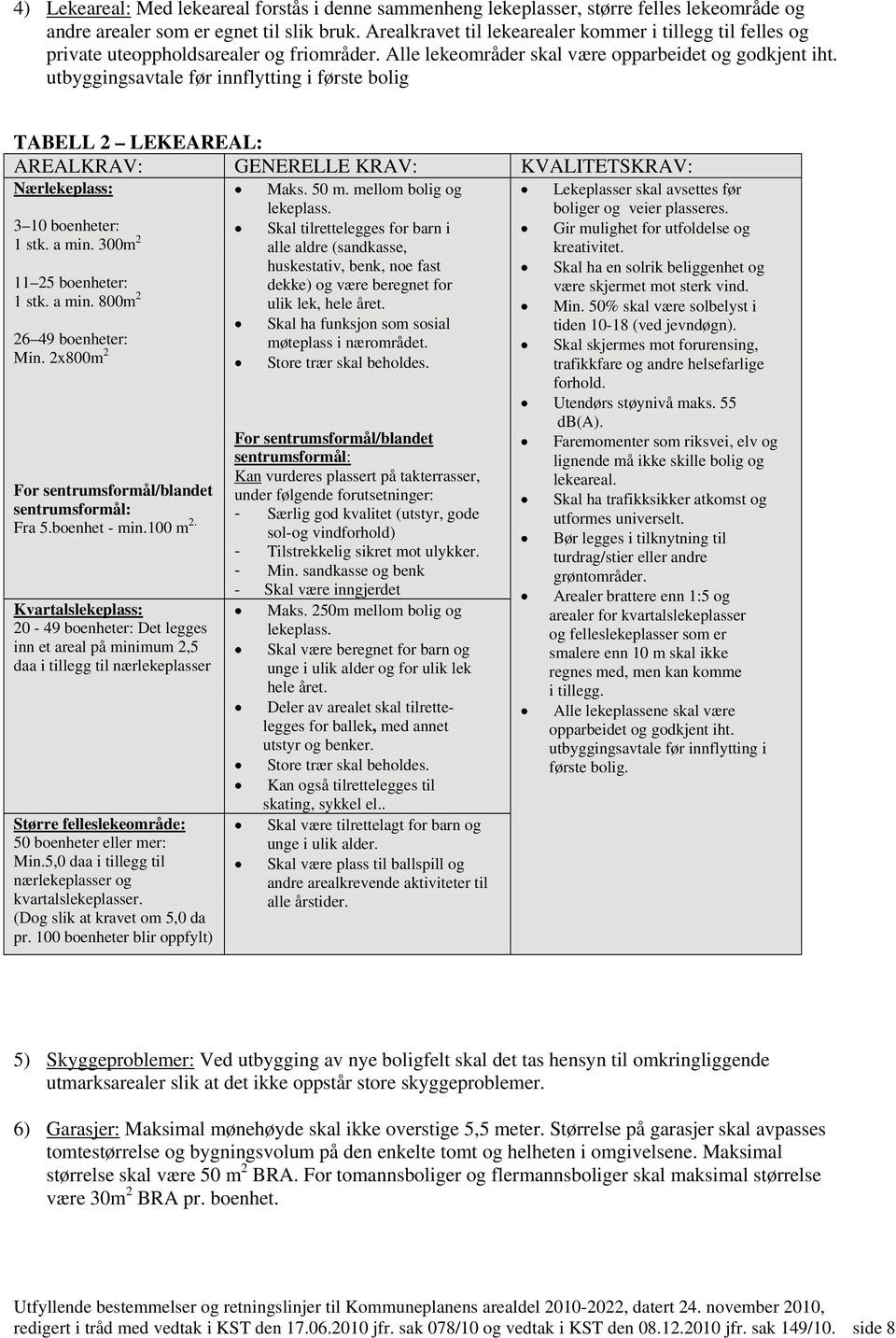utbyggingsavtale før innflytting i første bolig TABELL 2 LEKEAREAL: AREALKRAV: GENERELLE KRAV: KVALITETSKRAV: Nærlekeplass: Maks. 50 m. mellom bolig og lekeplass. 3 10 boenheter: 1 stk. a min.