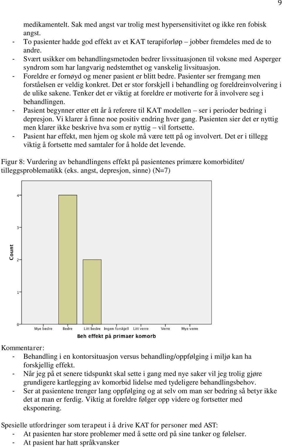 - Foreldre er fornøyd og mener pasient er blitt bedre. Pasienter ser fremgang men forståelsen er veldig konkret. Det er stor forskjell i behandling og foreldreinvolvering i de ulike sakene.