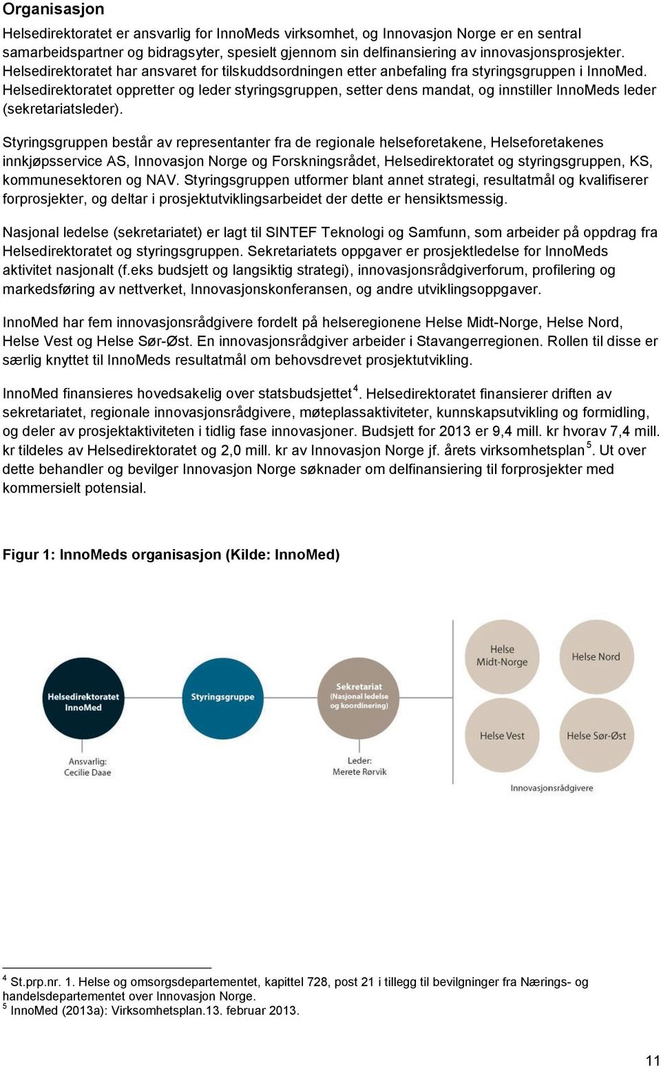 Helsedirektoratet oppretter og leder styringsgruppen, setter dens mandat, og innstiller InnoMeds leder (sekretariatsleder).