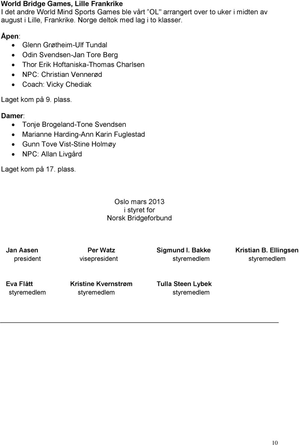 Damer: Tonje Brogeland-Tone Svendsen Marianne Harding-Ann Karin Fuglestad Gunn Tove Vist-Stine Holmøy NPC: Allan Livgård Laget kom på 17. plass.