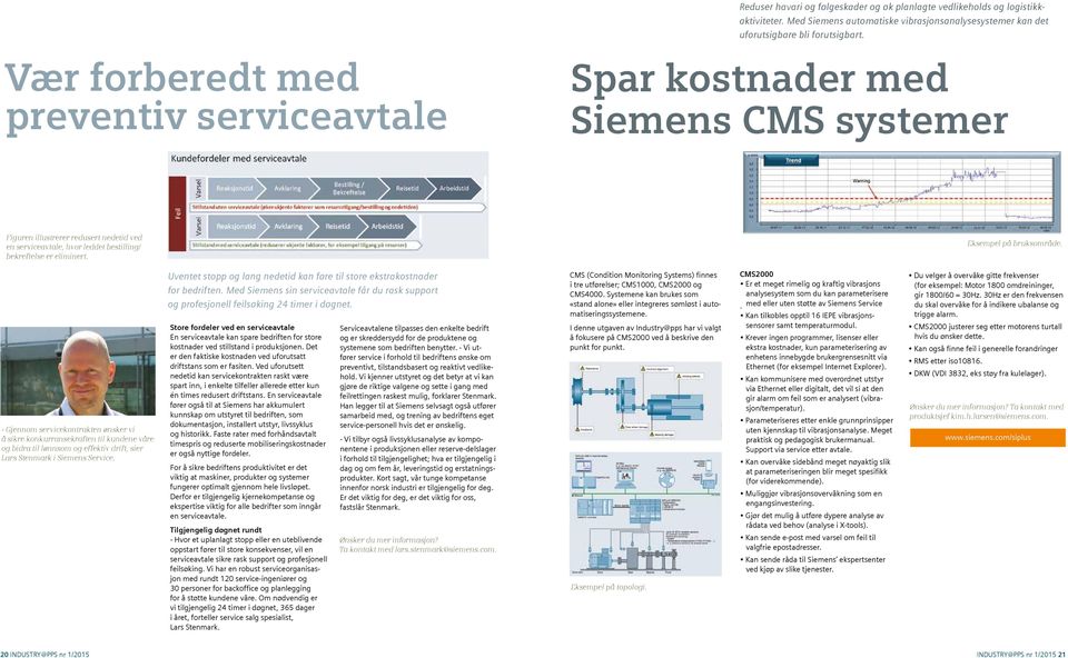 Eksempel på bruksområde. - Gjennom servicekontrakten ønsker vi å sikre konkurransekraften til kundene våre og bidra til lønnsom og effektiv drift, sier Lars Stenmark i Siemens Service.