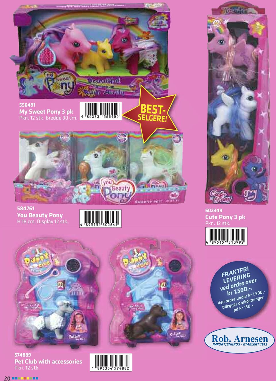 602349 Cute Pony 3 pk FRAKTFRI LEVERING ved ordre over kr 1.500,-.