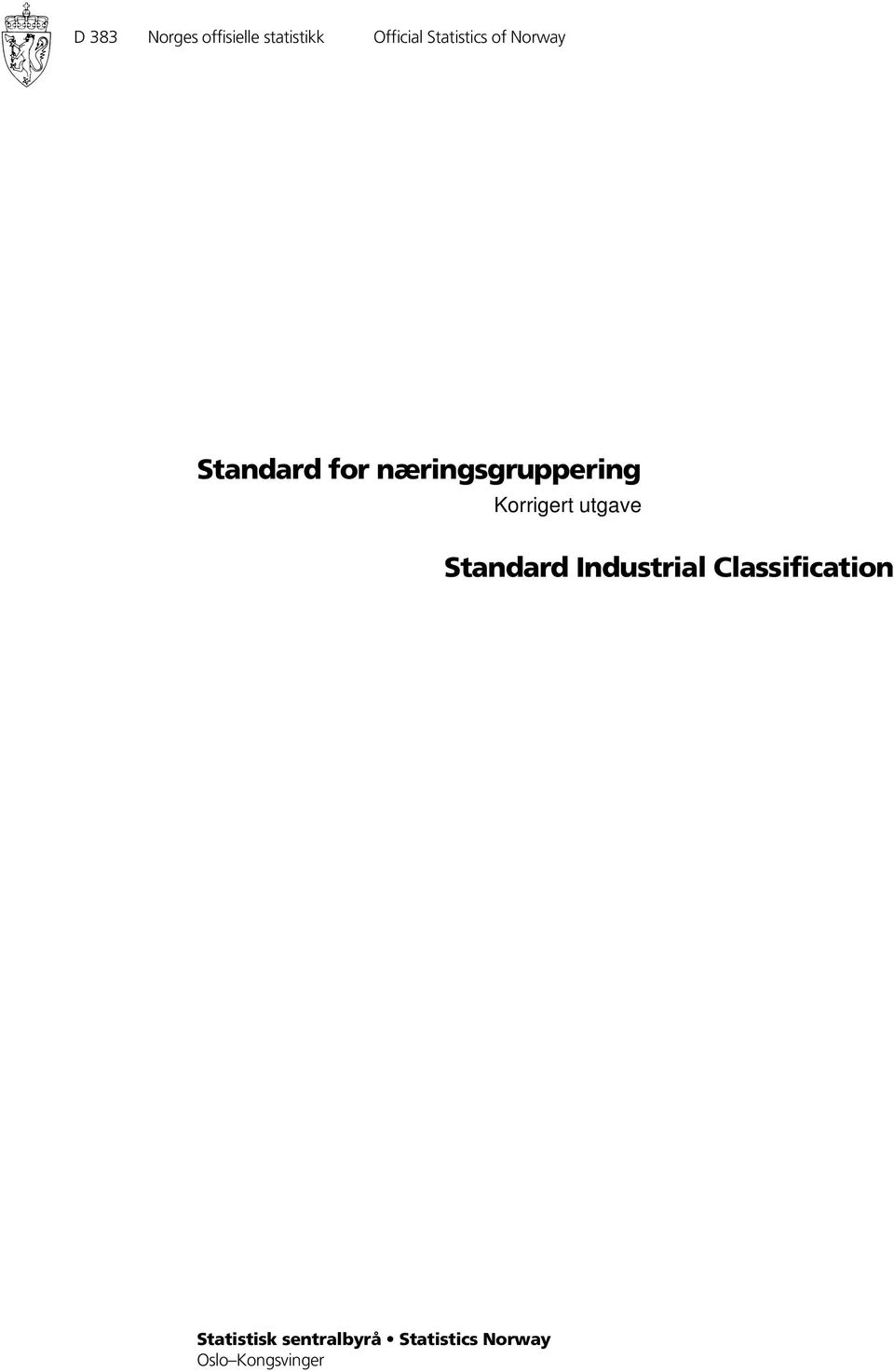 Korrigert utgave Standard Industrial Classification