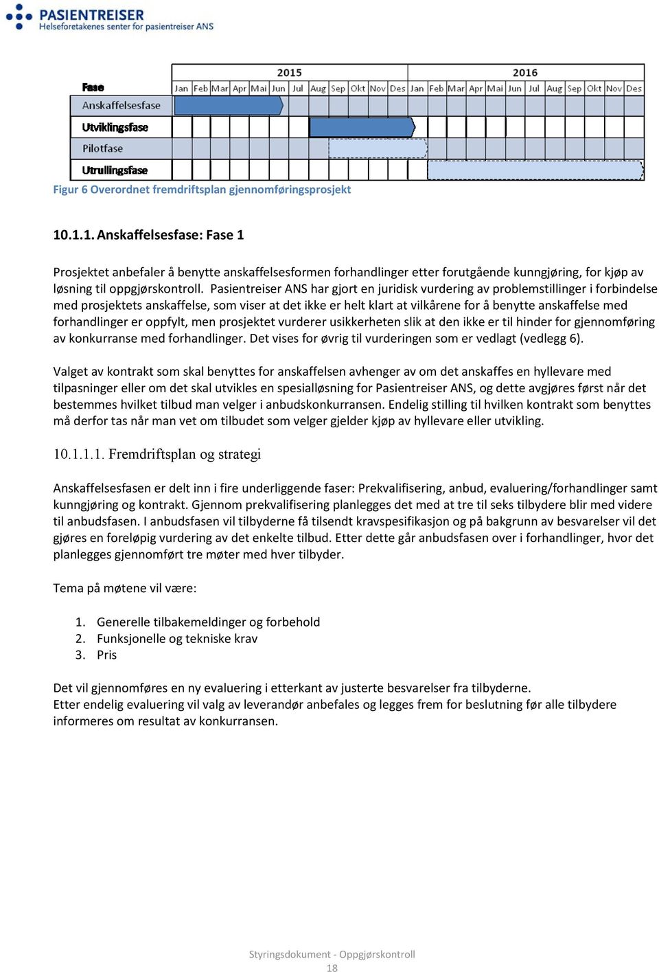 Pasientreiser ANS har gjort en juridisk vurdering av problemstillinger i forbindelse med prosjektets anskaffelse, som viser at det ikke er helt klart at vilkårene for å benytte anskaffelse med