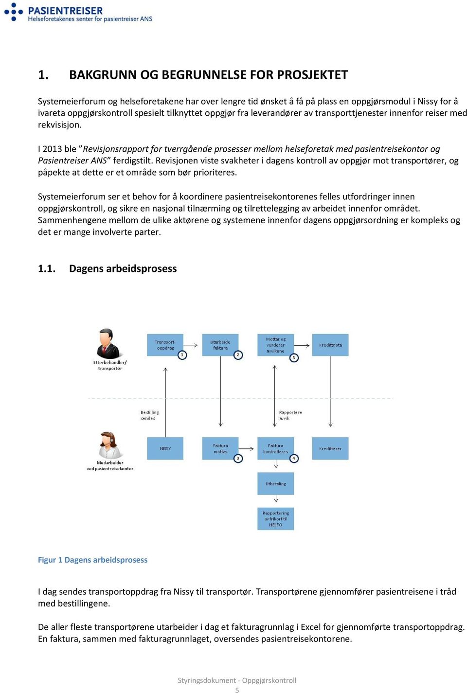 I 2013 ble Revisjonsrapport for tverrgående prosesser mellom helseforetak med pasientreisekontor og Pasientreiser ANS ferdigstilt.