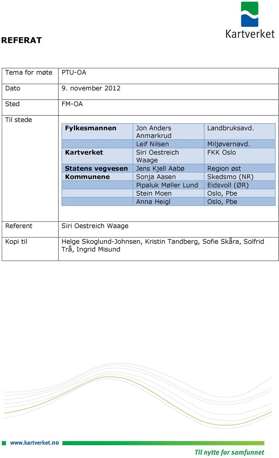 Kartverket Siri Oestreich FKK Oslo Waage Statens vegvesen Jens Kjell Aabø Region øst Kommunene Sonja Aasen Skedsmo