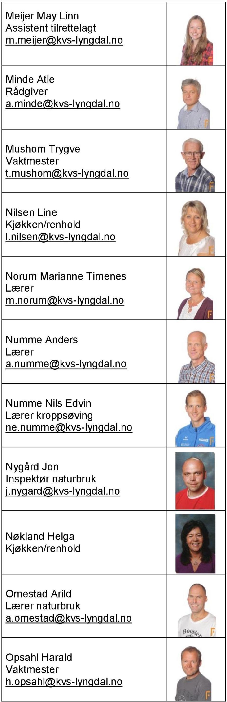 norum@kvs-lyngdal.no Numme Anders a.numme@kvs-lyngdal.no Numme Nils Edvin kroppsøving ne.numme@kvs-lyngdal.no Nygård Jon Inspektør naturbruk j.