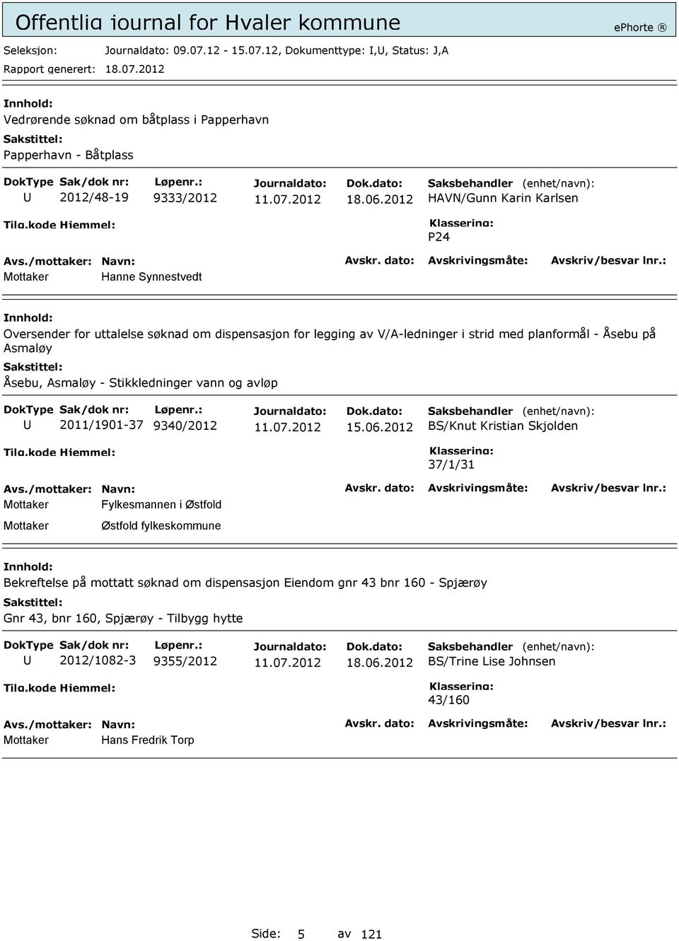 Åsebu, Asmaløy - Stikkledninger vann og avløp 2011/1901-37 9340/2012 15.06.