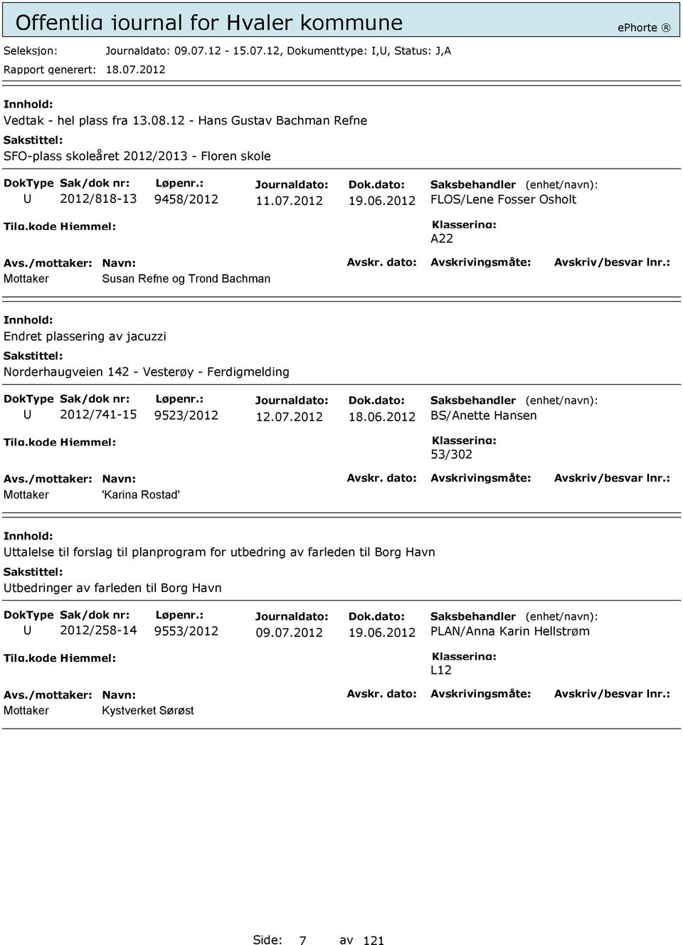 2012 FLOS/Lene Fosser Osholt A22 Mottaker Susan Refne og Trond Bachman Endret plassering av jacuzzi Norderhaugveien 142 - Vesterøy - Ferdigmelding