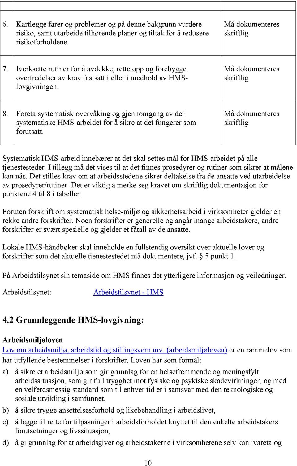 Foreta systematisk overvåking og gjennomgang av det systematiske HMS-arbeidet for å sikre at det fungerer som forutsatt.