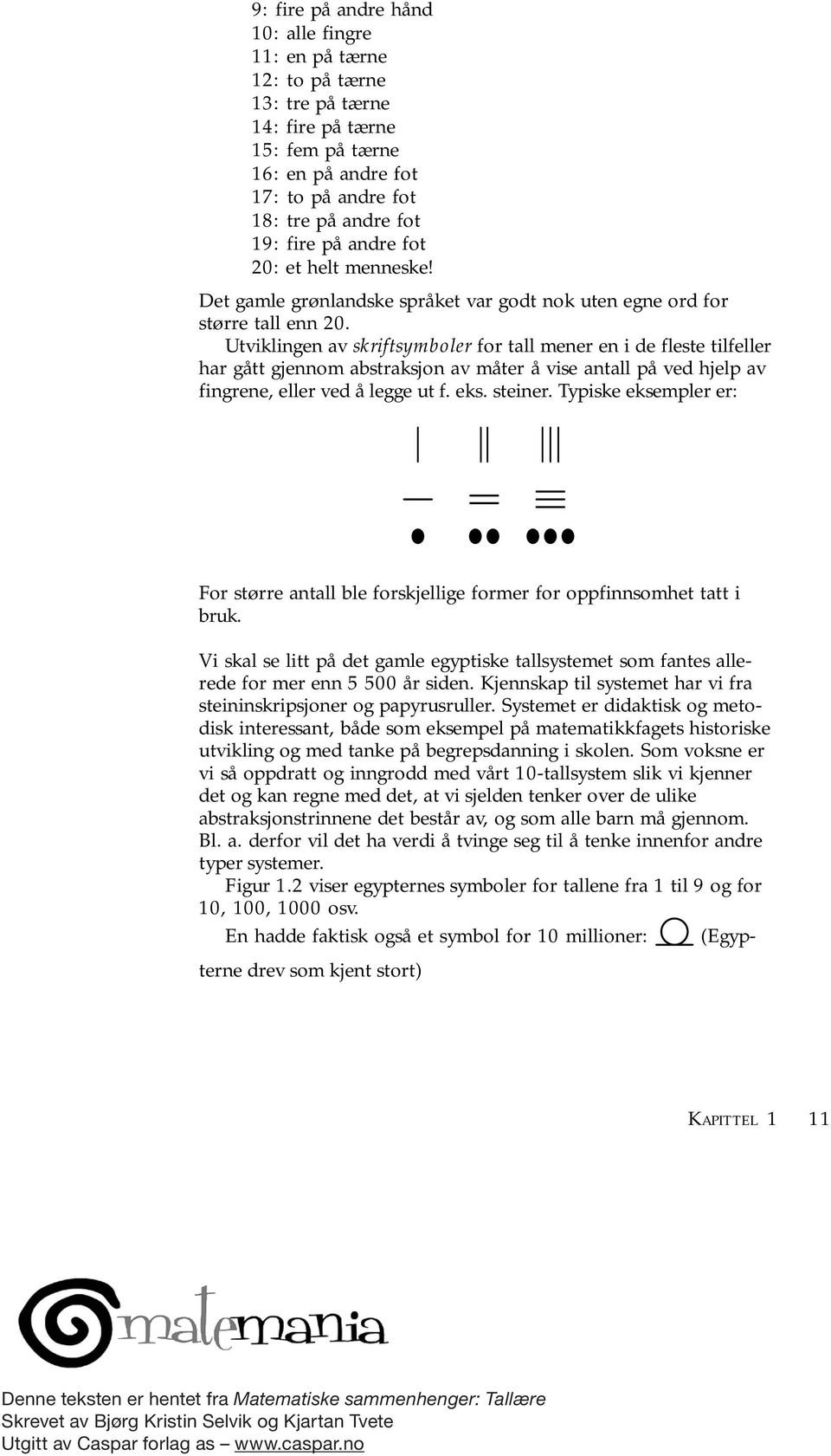 Utviklingen av skriftsymboler for tall mener en i de fleste tilfeller har gått gjennom abstraksjon av måter å vise antall på ved hjelp av fingrene, eller ved å legge ut f. eks. steiner.