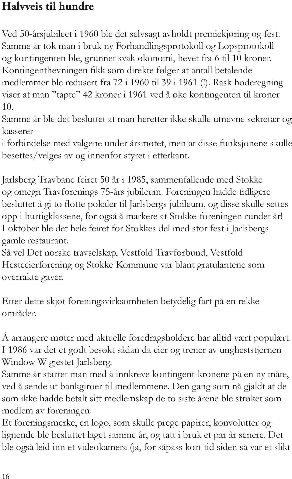 Kontingenthevningen fikk som direkte følger at antall betalende medlemmer ble redusert fra 72 i 1960 til 39 i 1961 (!).