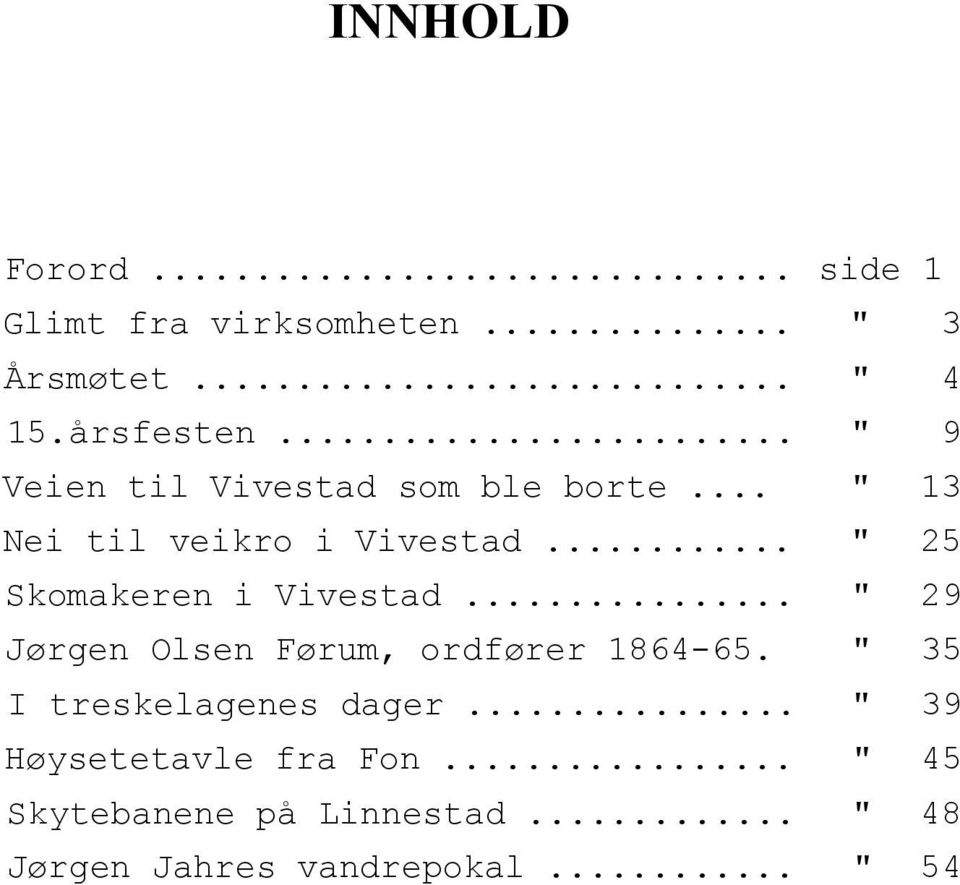 .. " 25 Skomakeren i Vivestad... " 29 Jørgen Olsen Førum, ordfører 1864-65.