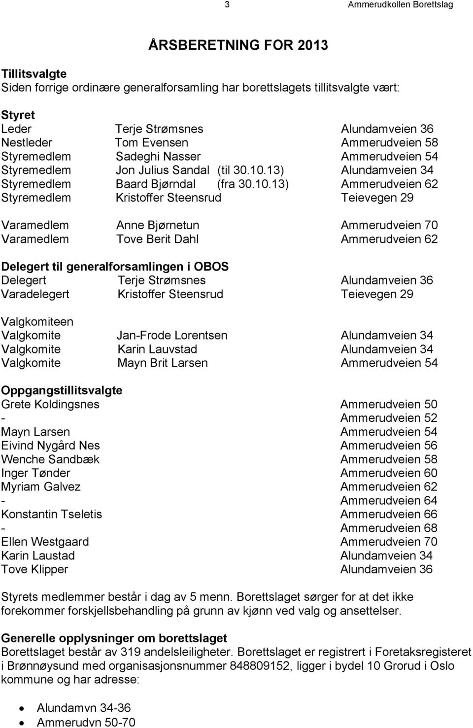 13) Alundamveien 34 Styremedlem Baard Bjørndal (fra 30.10.