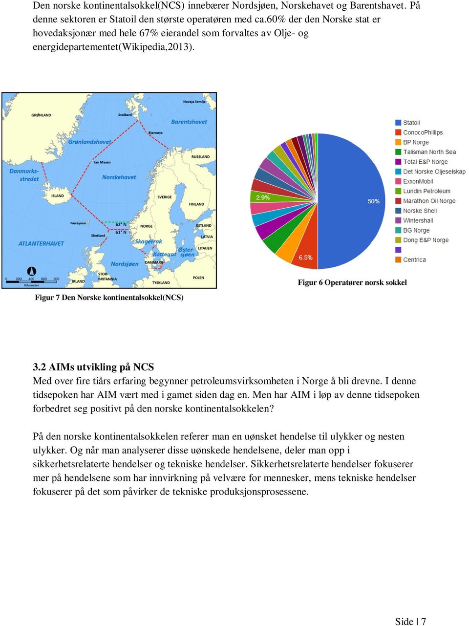 Figur 7 Den Norske kontinentalsokkel(ncs) Figur 6 Operatører norsk sokkel 3.2 AIMs utvikling på NCS Med over fire tiårs erfaring begynner petroleumsvirksomheten i Norge å bli drevne.