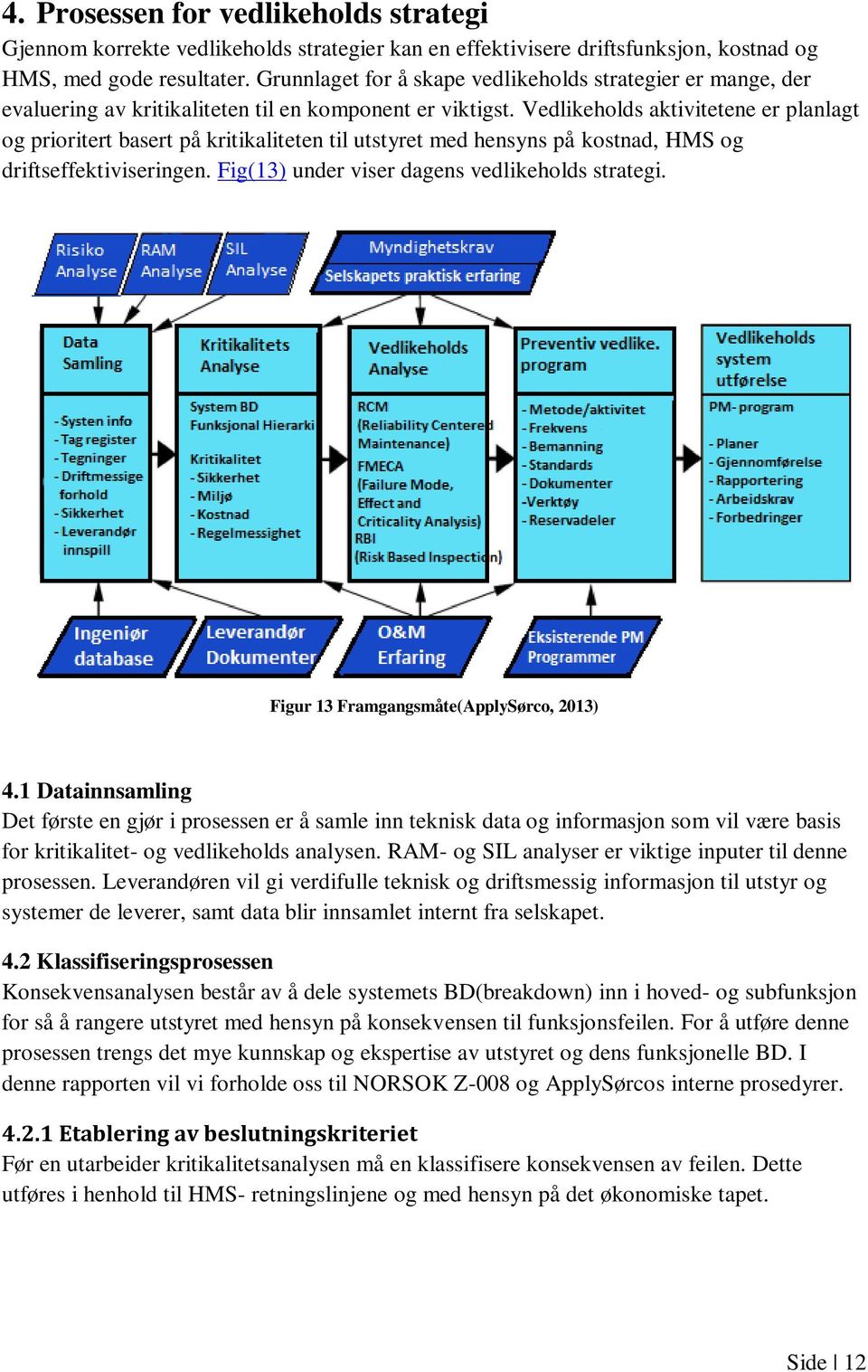 Vedlikeholds aktivitetene er planlagt og prioritert basert på kritikaliteten til utstyret med hensyns på kostnad, HMS og driftseffektiviseringen. Fig(13) under viser dagens vedlikeholds strategi.