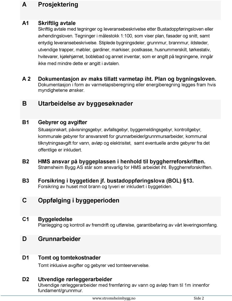 Stiplede bygningsdeler, grunnmur, brannmur, ildsteder, utvendige trapper, møbler, gardiner, markiser, postkasse, husnummerskilt, tørkestativ, hvitevarer, kjølehjørnet, boblebad og annet inventar, som