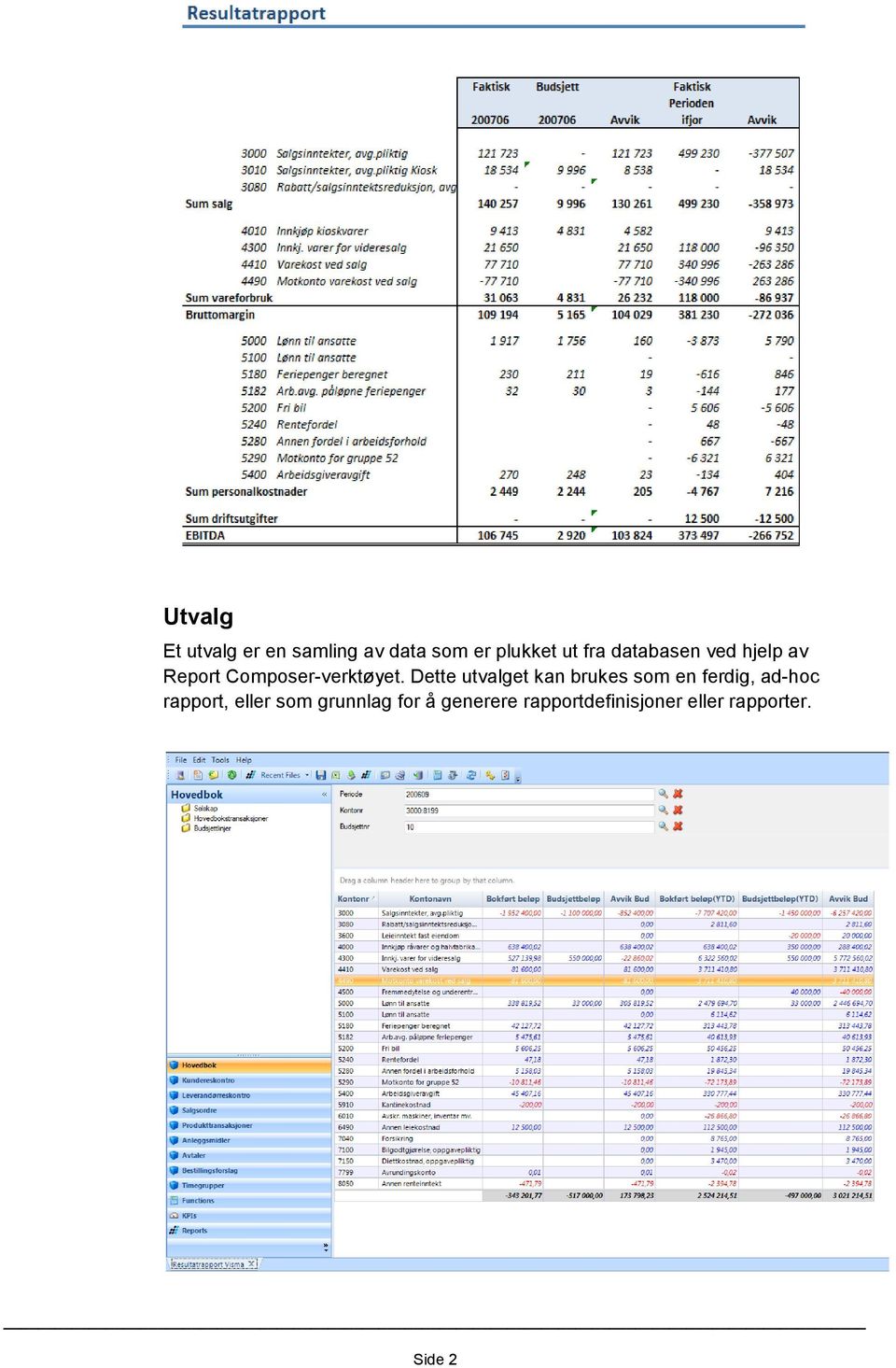 Dette utvalget kan brukes som en ferdig, ad-hoc rapport,