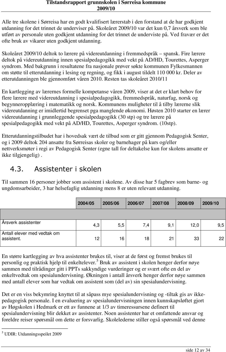 Skoleåret deltok to lærere på videreutdanning i fremmedspråk spansk. Fire lærere deltok på videreutdanning innen spesialpedagogikk med vekt på AD/HD, Tourettes, Asperger syndrom.