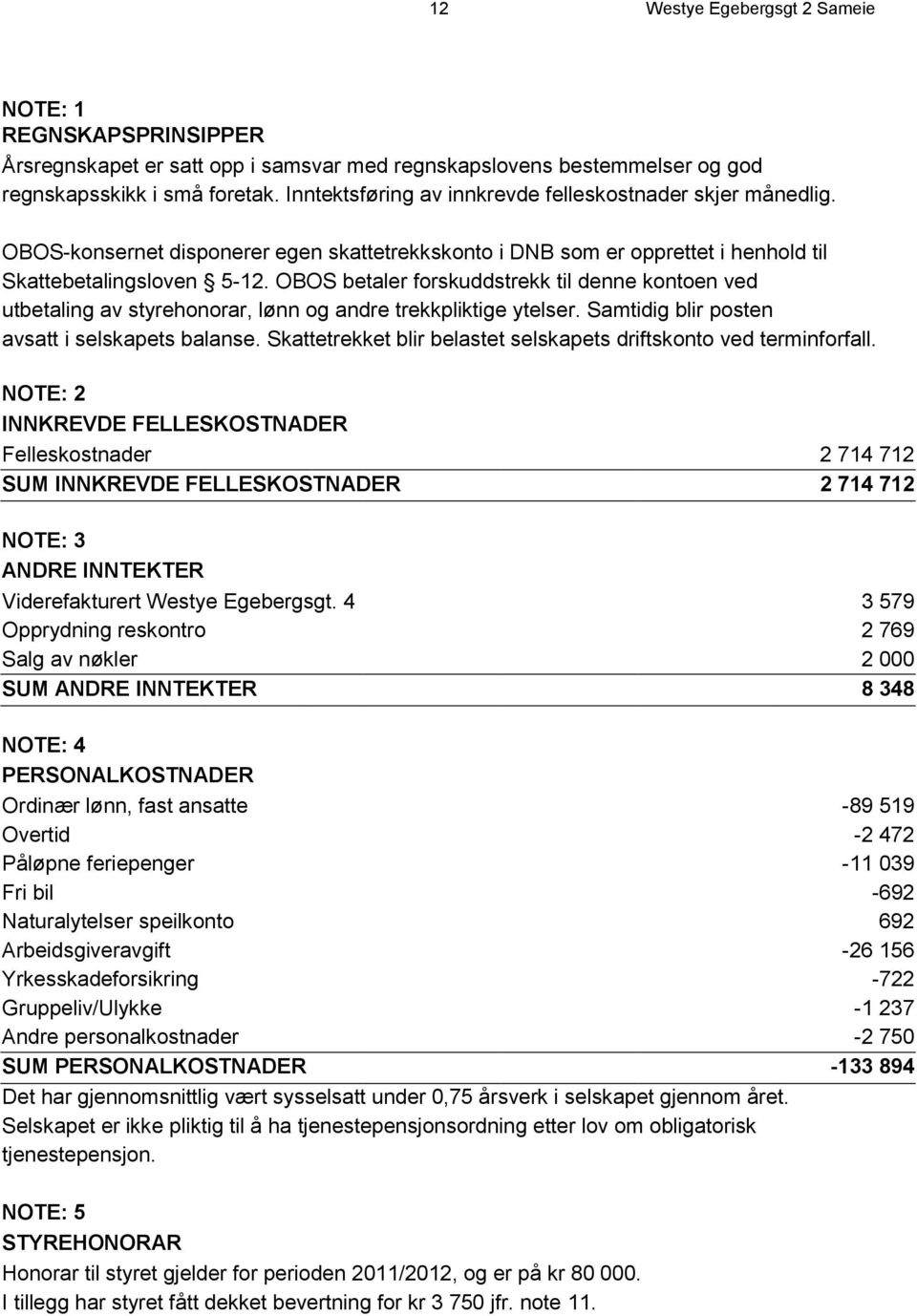 OBOS betaler forskuddstrekk til denne kontoen ved utbetaling av styrehonorar, lønn og andre trekkpliktige ytelser. Samtidig blir posten avsatt i selskapets balanse.