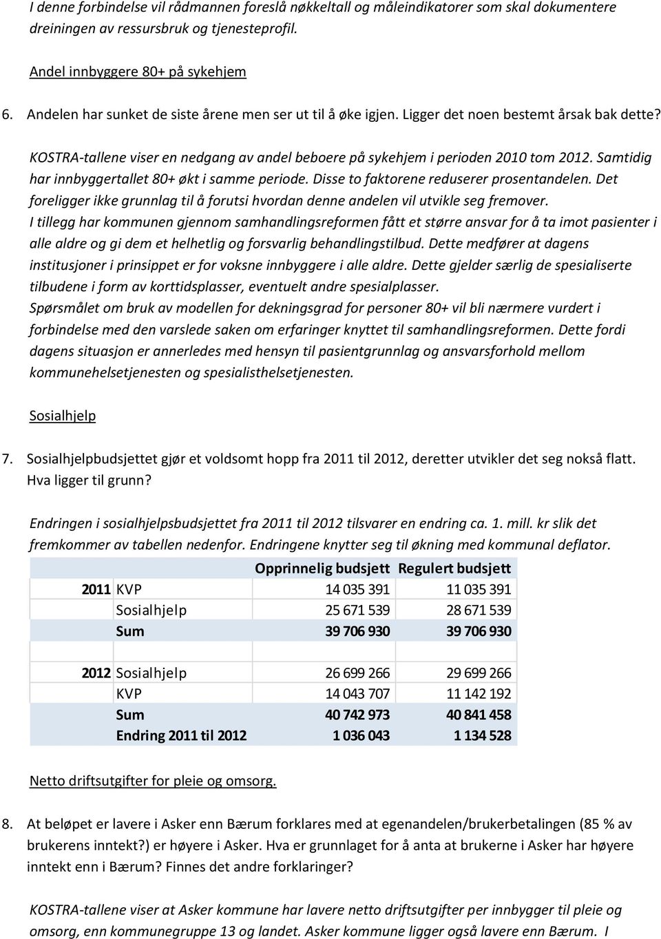 Samtidig har innbyggertallet 80+ økt i samme periode. Disse to faktorene reduserer prosentandelen. Det foreligger ikke grunnlag til å forutsi hvordan denne andelen vil utvikle seg fremover.