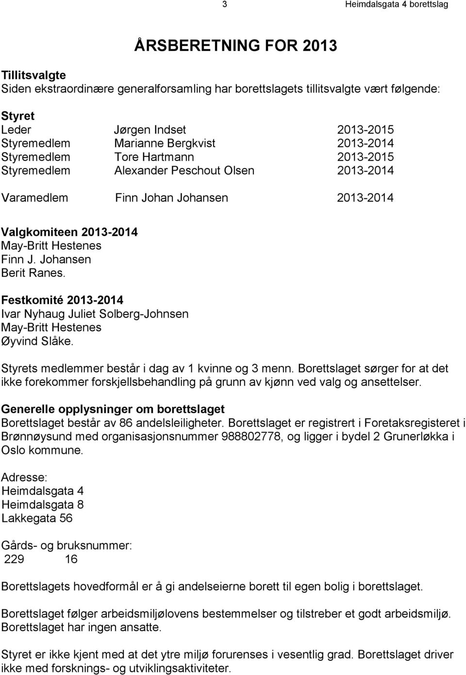 J. Johansen Berit Ranes. Festkomité 2013-2014 Ivar Nyhaug Juliet Solberg-Johnsen May-Britt Hestenes Øyvind Slåke. Styrets medlemmer består i dag av 1 kvinne og 3 menn.
