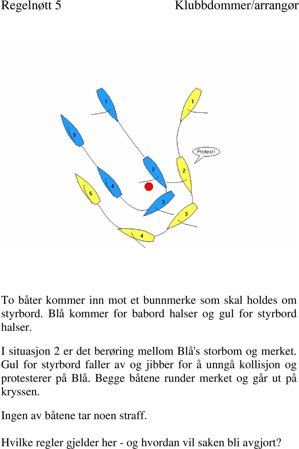 I situasjon 2 er det berøring mellom Blå's storbom og merket.