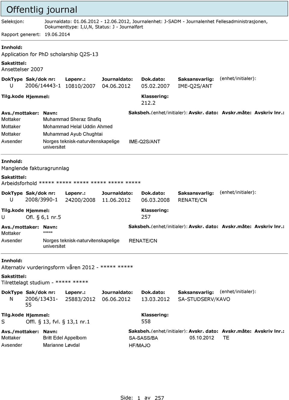 2 Mottaker Muhammad Sheraz Shafiq Mottaker Mottaker Avsender Mohammad Helal Uddin Ahmed Muhammad Ayub Chughtai orges teknisk-naturvitenskapelige ME-Q2S/AT Manglende fakturagrunnlag Arbeidsforhold