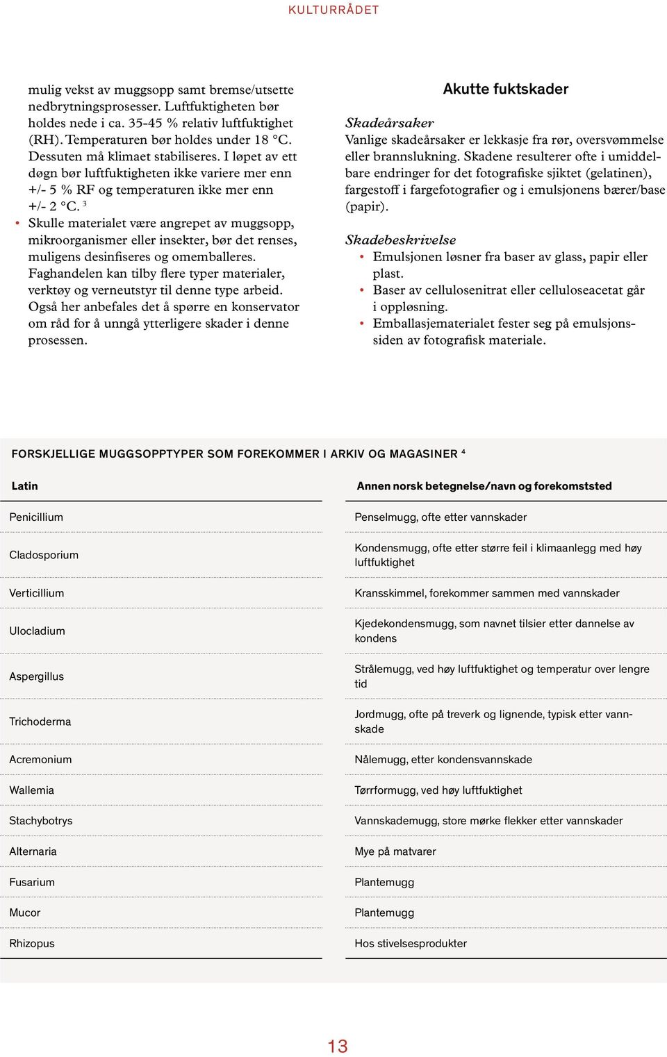 3 Skulle materialet være angrepet av muggsopp, mikroorganismer eller insekter, bør det renses, muligens desinfiseres og omemballeres.