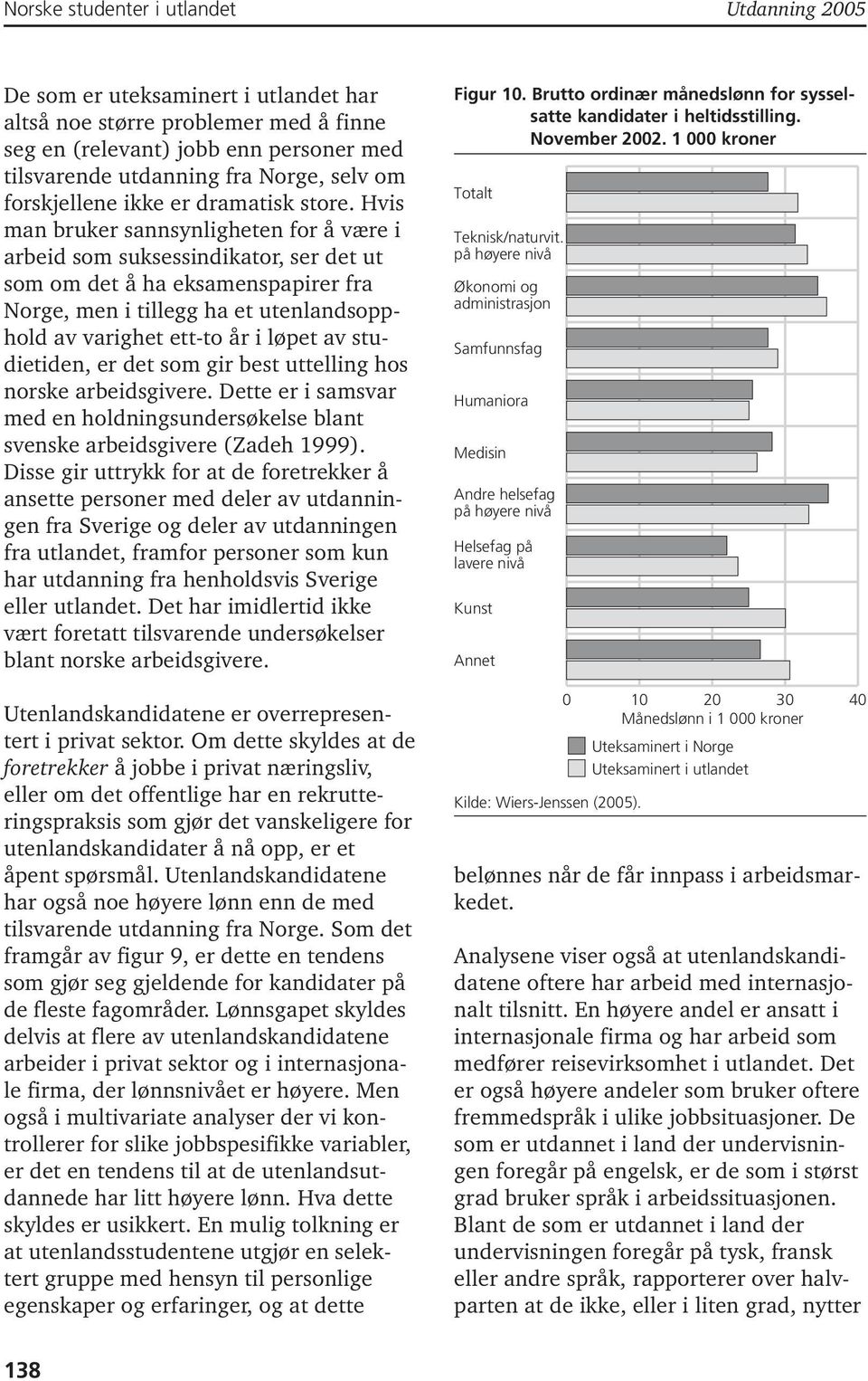 Hvis man bruker sannsynligheten for å være i arbeid som suksessindikator, ser det ut som om det å ha eksamenspapirer fra Norge, men i tillegg ha et utenlandsopphold av varighet ett-to år i løpet av