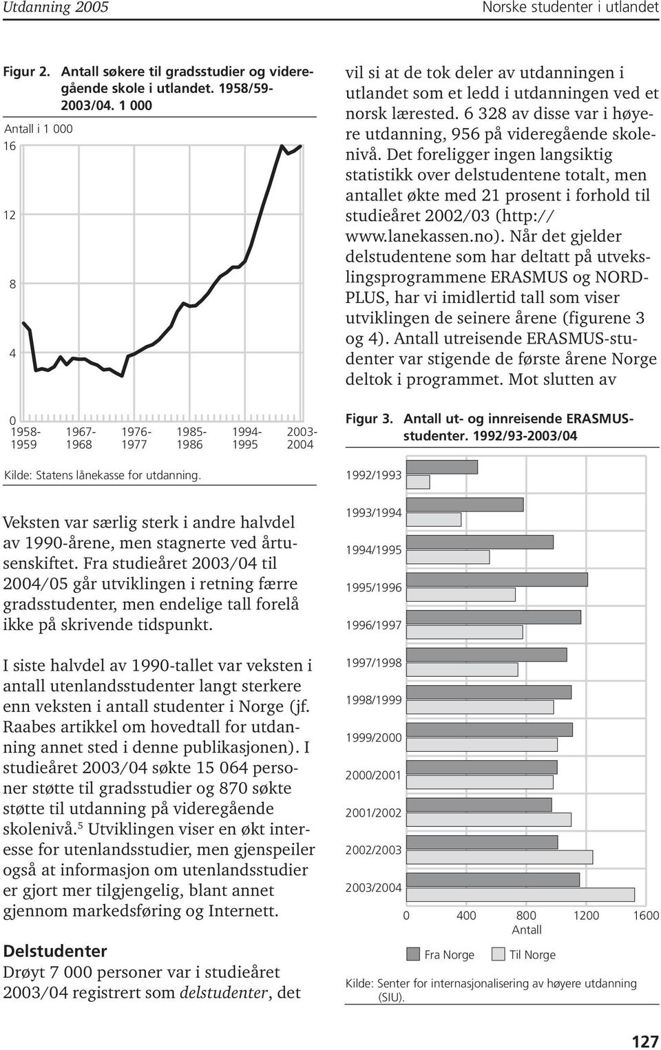 Det foreligger ingen langsiktig statistikk over delstudentene totalt, men antallet økte med 21 prosent i forhold til studieåret 2002/03 (http:// www.lanekassen.no).