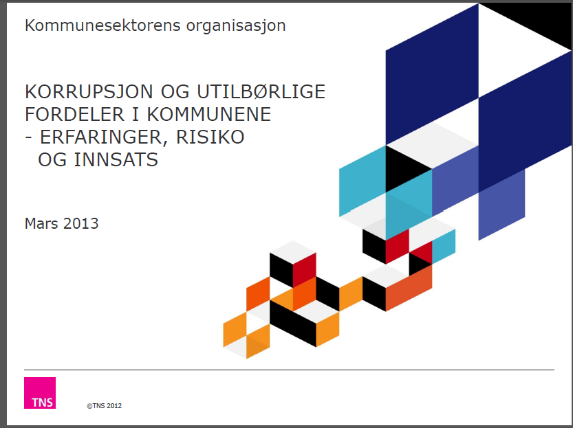 KS undersøkelse korrupsjon - utilbørlige fordeler Gjennomført primo mars 2013 Hvem har svart - 1856 / 31% -