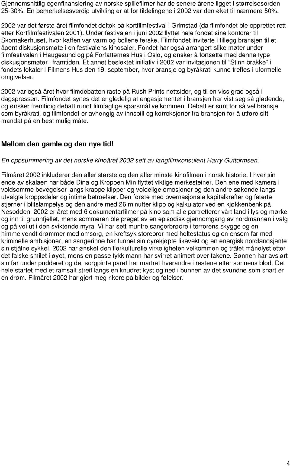 Under festivalen i juni 2002 flyttet hele fondet sine kontorer til Skomakerhuset, hvor kaffen var varm og bollene ferske.