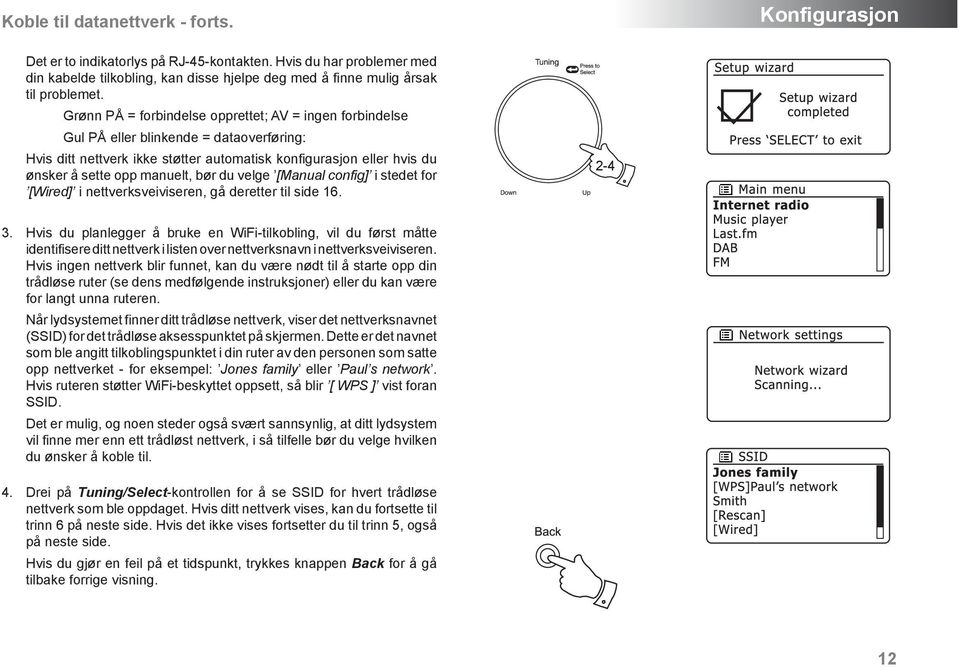 bør du velge [Manual config] i stedet for [Wired] i nettverksveiviseren, gå deretter til side 6. 2-4 3.