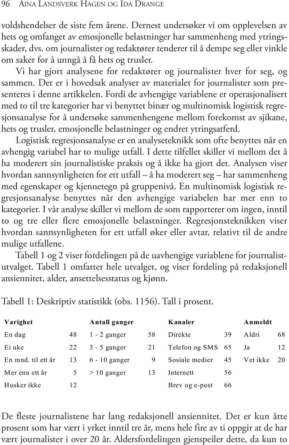 det er i hovedsak analyser av materialet for journalister som pre - senteres i denne artikkelen.