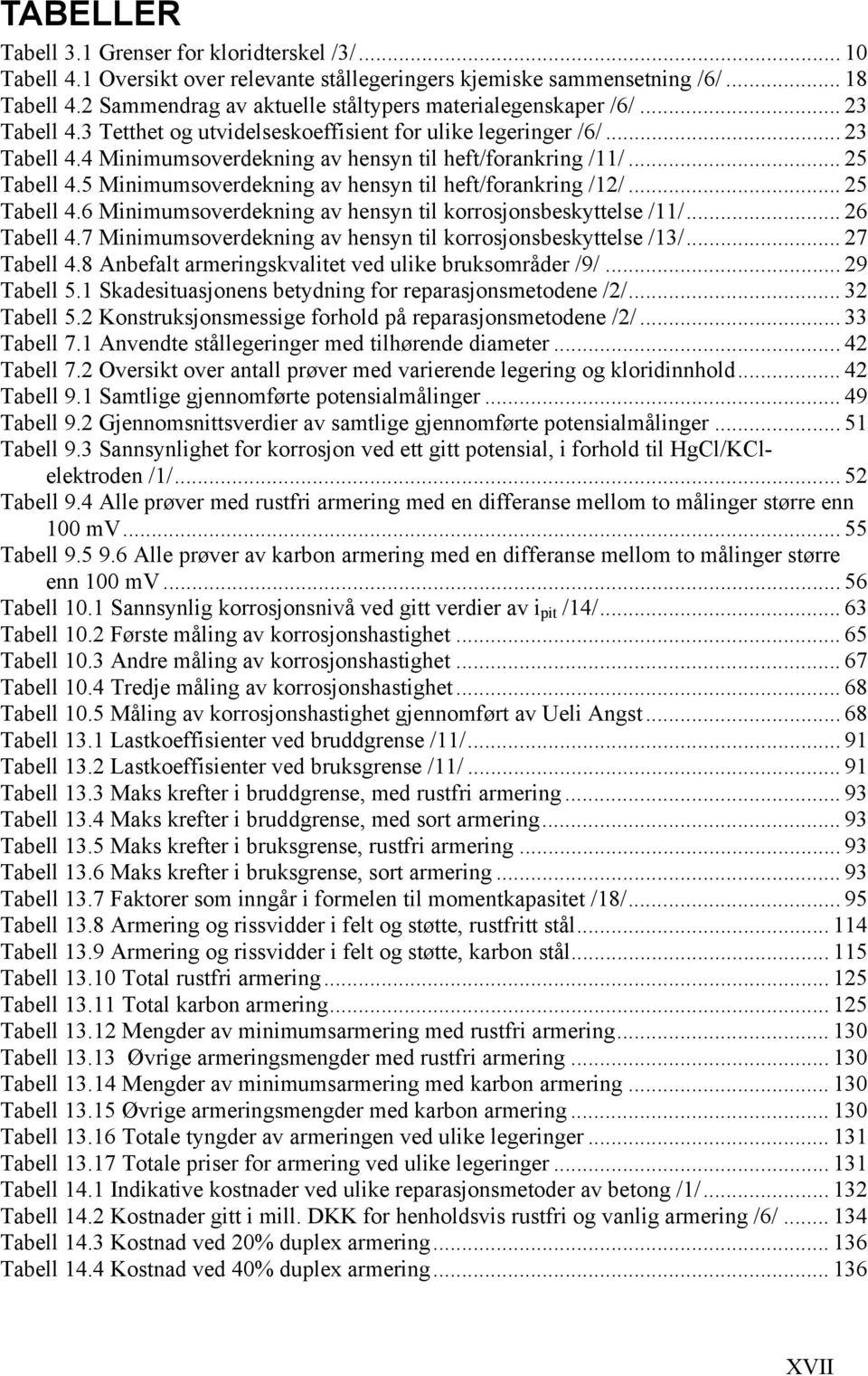 .. 25 Tabell 4.5 Minimumsoverdekning av hensyn til heft/forankring /12/... 25 Tabell 4.6 Minimumsoverdekning av hensyn til korrosjonsbeskyttelse /11/... 26 Tabell 4.