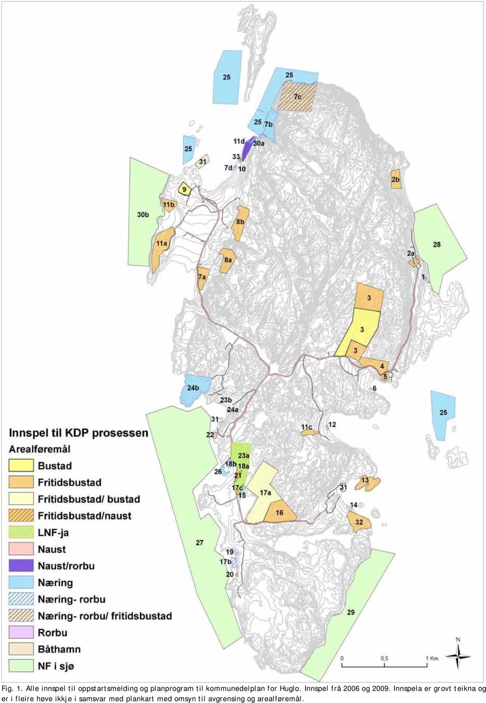 kommunedelplan for Huglo. Innspel frå 2006 og 2009.