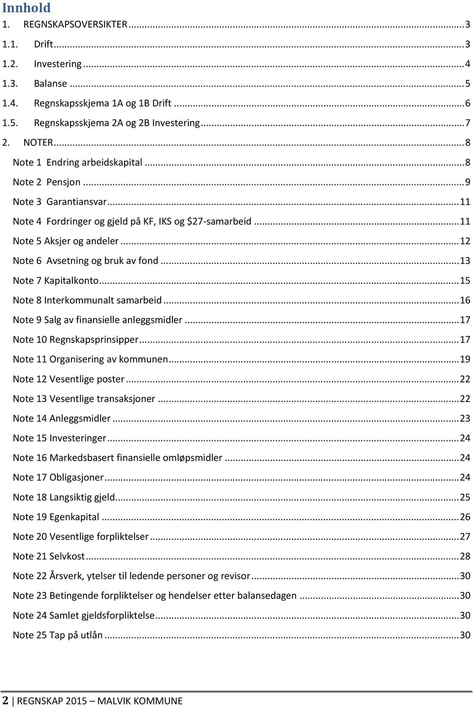 ..12 Note 6 Avsetning og bruk av fond...13 Note 7 Kapitalkonto...15 Note 8 Interkommunalt samarbeid...16 Note 9 Salg av finansielle anleggsmidler...17 Note 10 Regnskapsprinsipper.