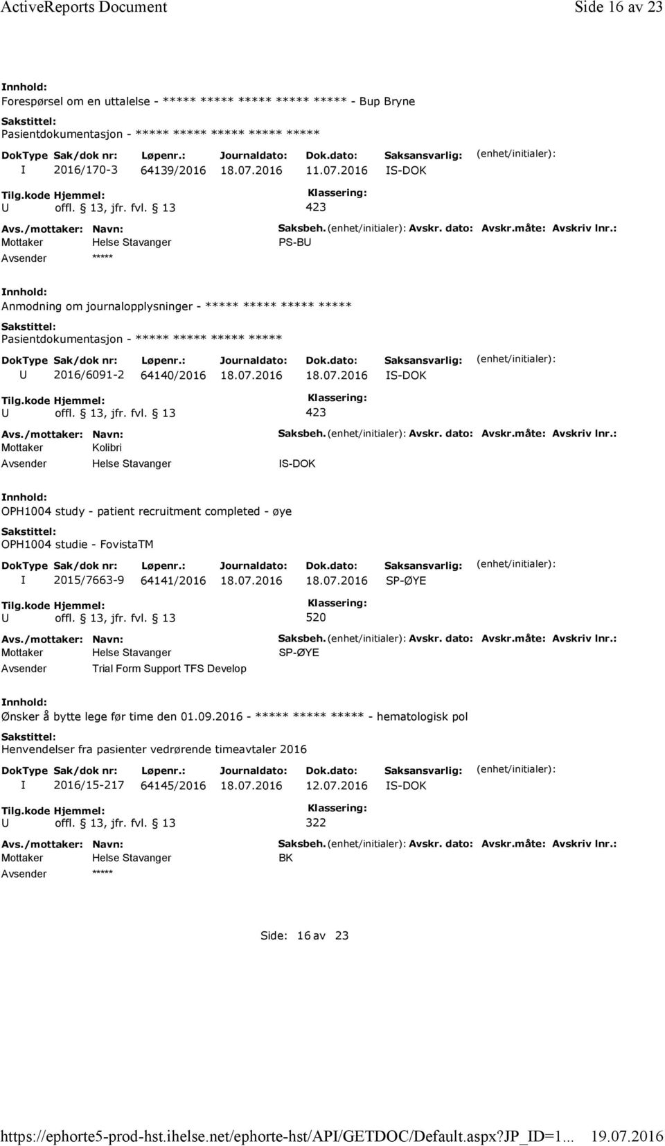 ***** ***** ***** 2016/6091-2 64140/2016 S-DOK Mottaker Kolibri S-DOK OPH1004 study - patient recruitment completed - øye OPH1004 studie - FovistaTM 2015/7663-9