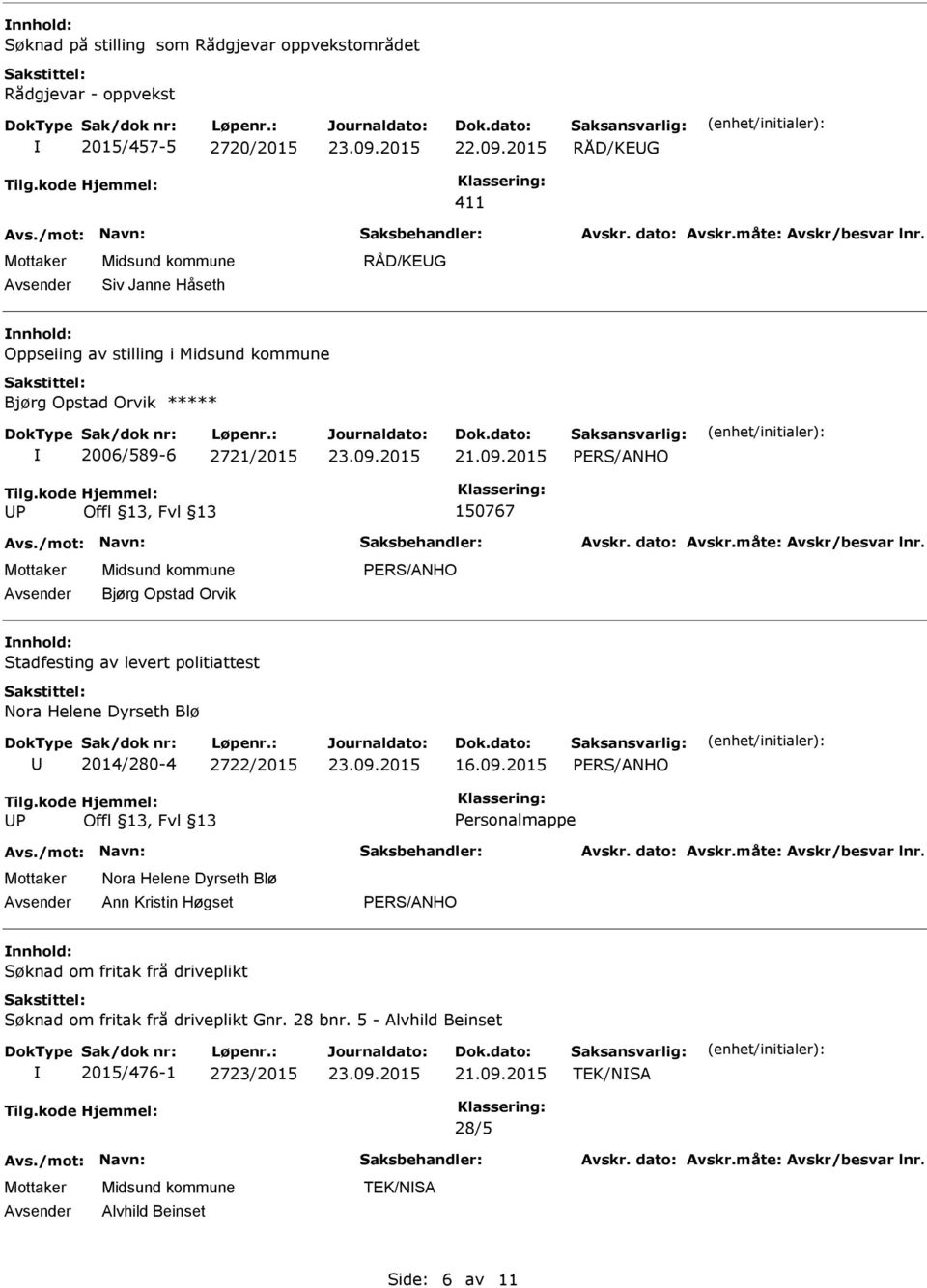 politiattest Nora Helene Dyrseth Blø 2014/280-4 2722/2015 16.09.