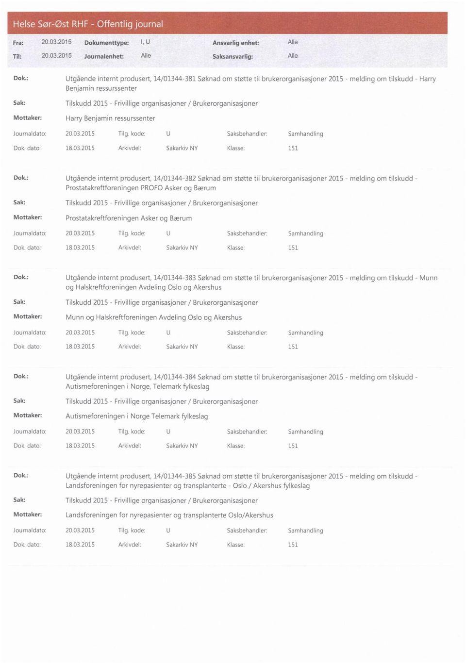 og Bærum Dok, dato: 18.03.2015 Arkivdel: Sakarkiv NY Klasse: 151 Dok.