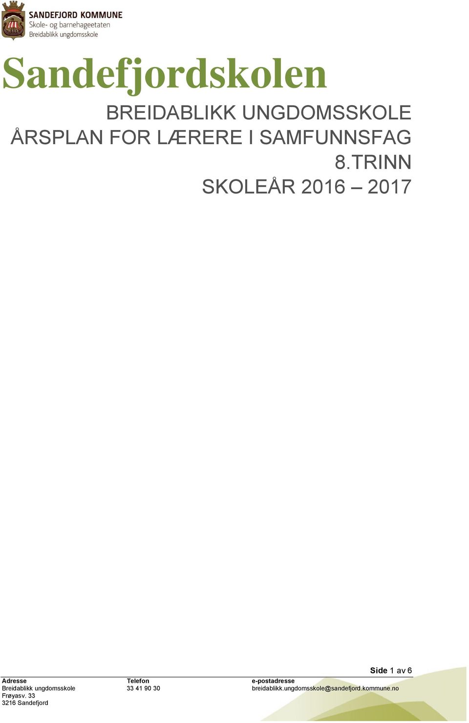 ÅRSPLAN FOR LÆRERE I