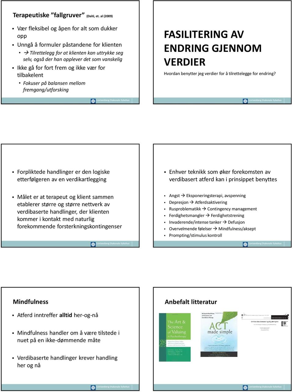 fort frem og ikke vær for tilbakelent Fokuser på balansen mellom fremgang/utforsking FASILITERING AV ENDRING GJENNOM Hvordan benytter jeg verdier for å tilrettelegge for endring?