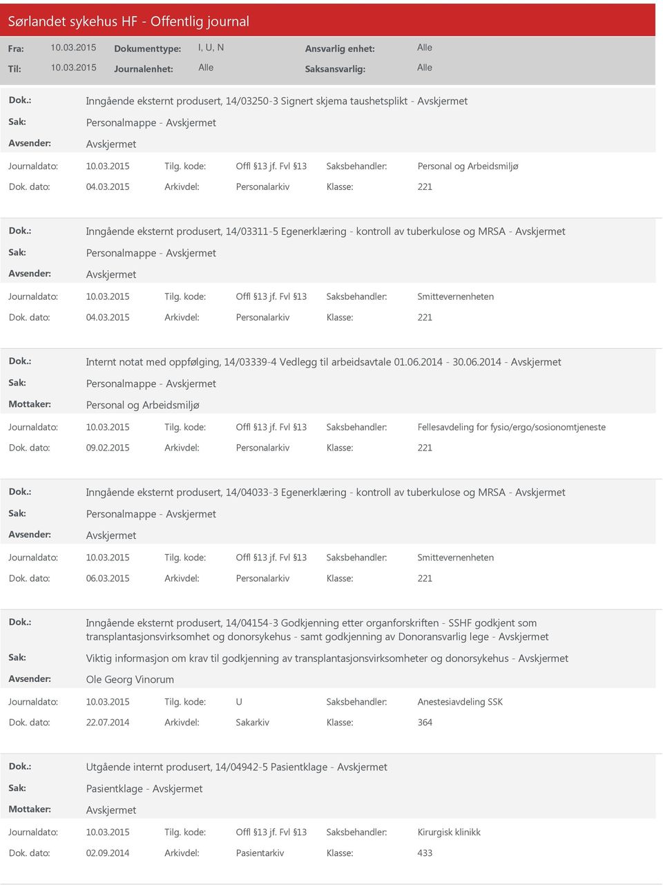 dato: 09.02.2015 Arkivdel: Personalarkiv Inngående eksternt produsert, 14/04033