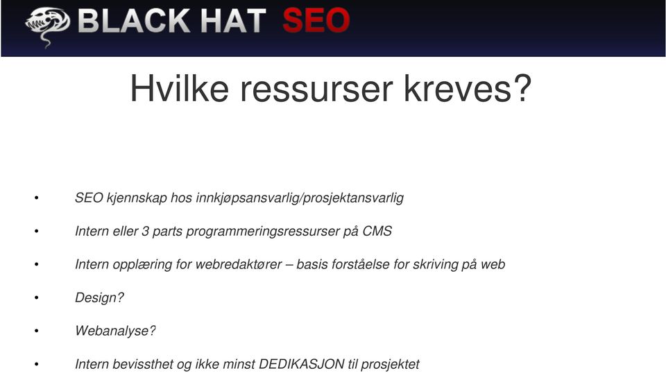 parts programmeringsressurser på CMS Intern opplæring for