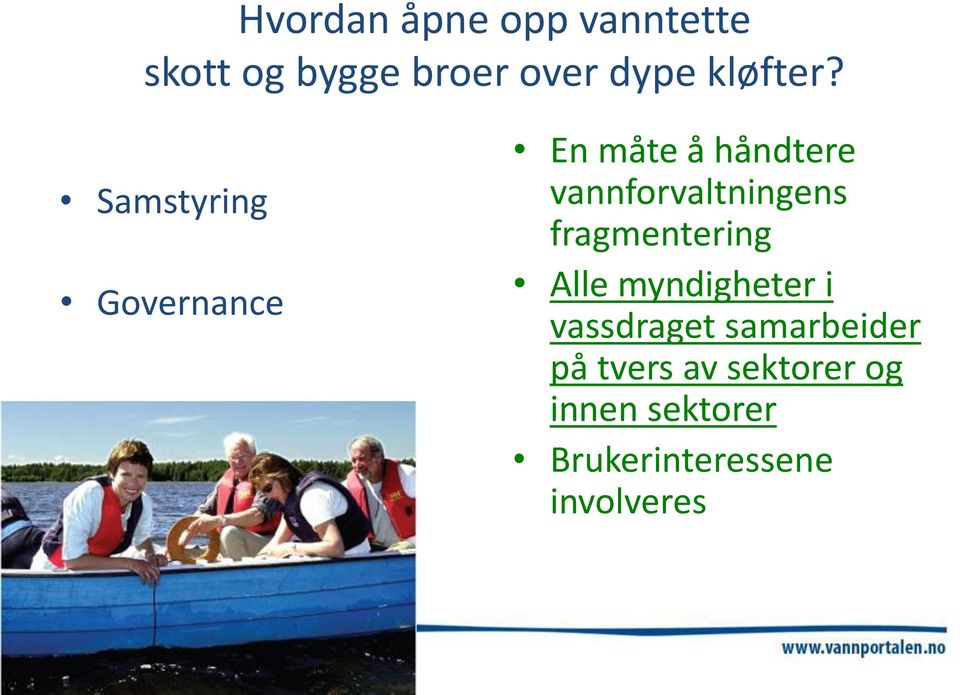 Samstyring Governance En måte å håndtere vannforvaltningens