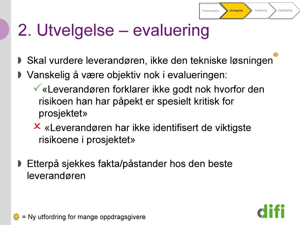 evalueringen: «Leverandøren forklarer ikke godt nok hvorfor den risikoen han har påpekt er spesielt kritisk for