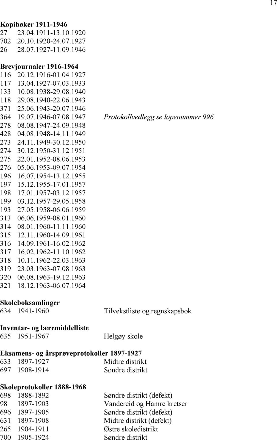 12.1951 275 22.01.1952-08.06.1953 276 05.06.1953-09.07.1954 196 16.07.1954-13.12.1955 197 15.12.1955-17.01.1957 198 17.01.1957-03.12.1957 199 03.12.1957-29.05.1958 193 27.05.1958-06.06.1959 313 06.06.1959-08.